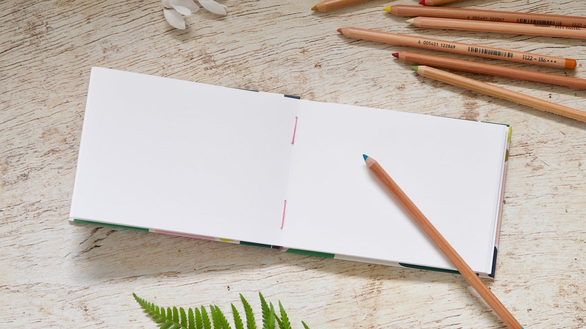 Carnet de croquis personnalisable fait main, reliure copte, format A5 ou A6 paysage