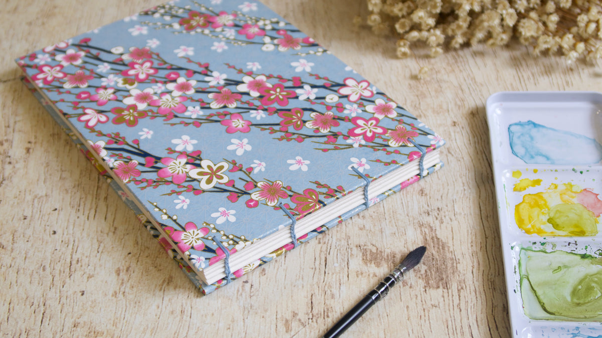 Carnet d'aquarelle A5 personnalisable, papier 100% coton 300 g au choix, reliure copte, fait main