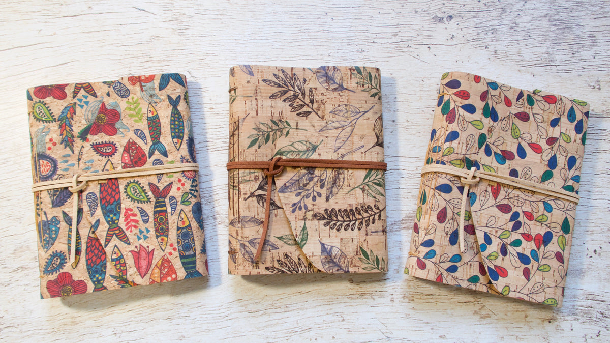 Carnet d'écriture format B6 personnalisable fait main Bretagne, couverture liège naturel motifs au choix