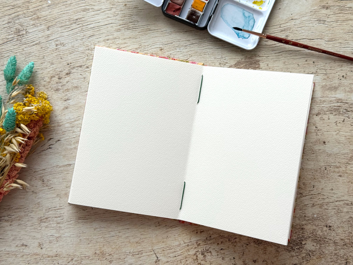 Carnet d'aquarelle A5 portrait - Reliure copte - Cosmos