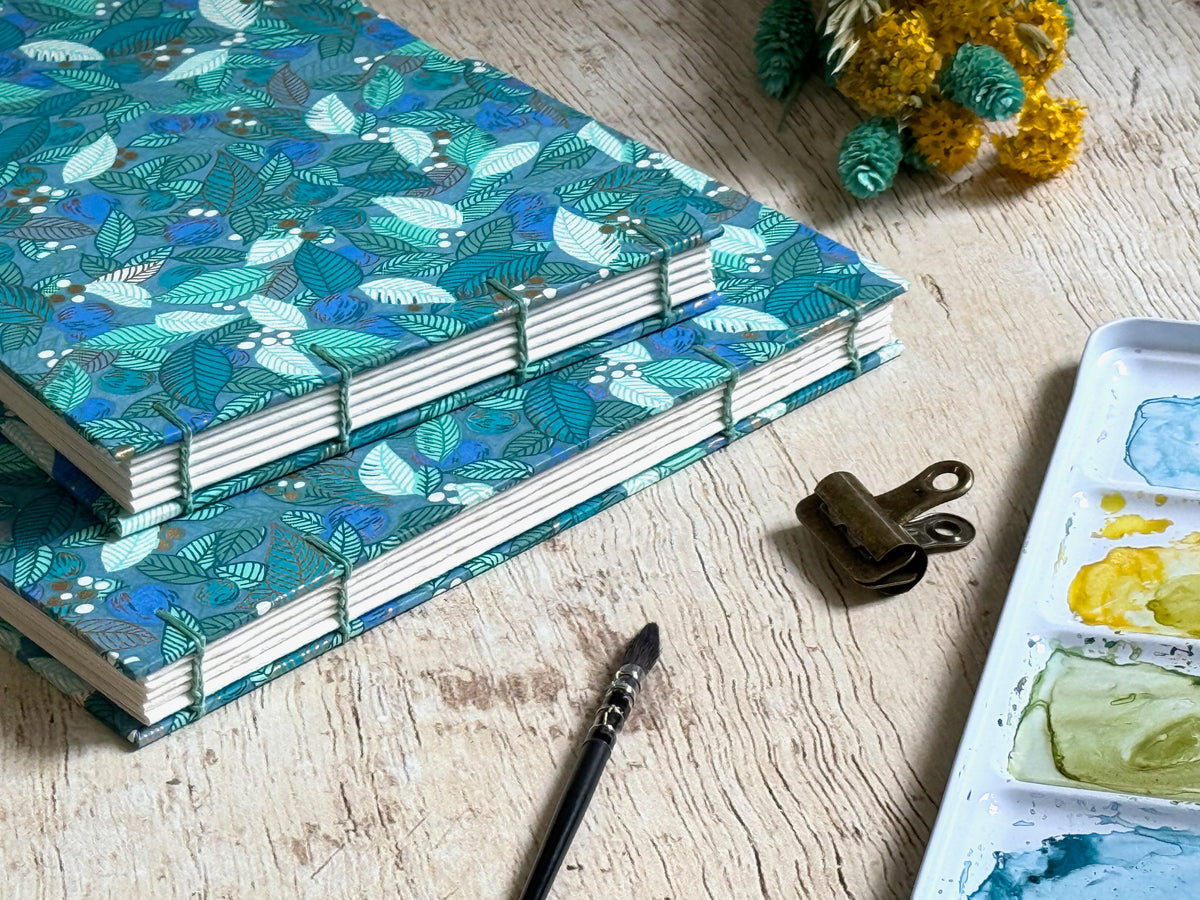 Carnet d'aquarelle A5 personnalisable, papier 100% coton 300 g au choix, reliure copte, fait main